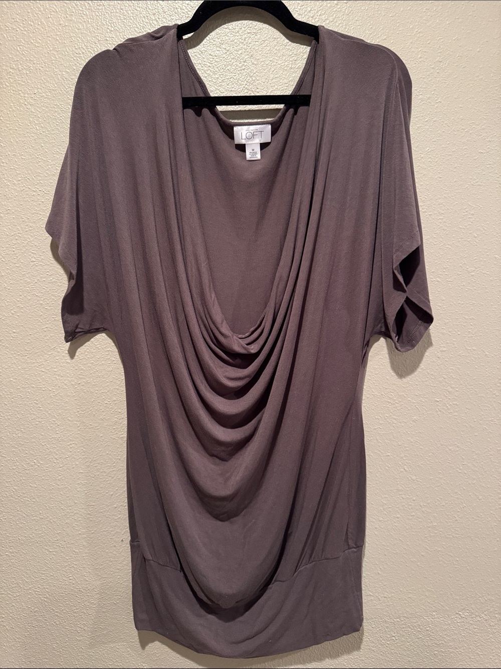 LOFT Draped Cowl Neck Tunic in Taupe Gray